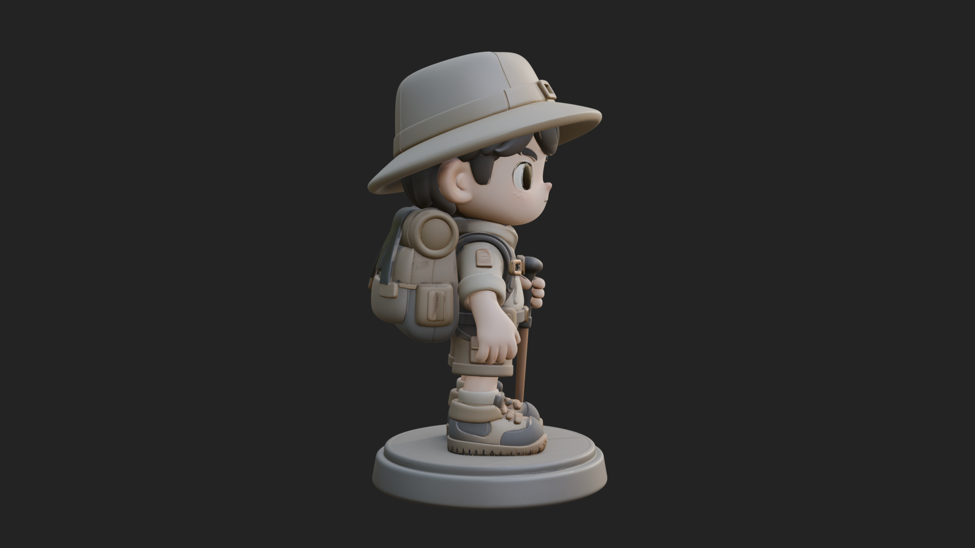 Chibi Safari Explorer Statue Design 5 3D Print Model 3D Model