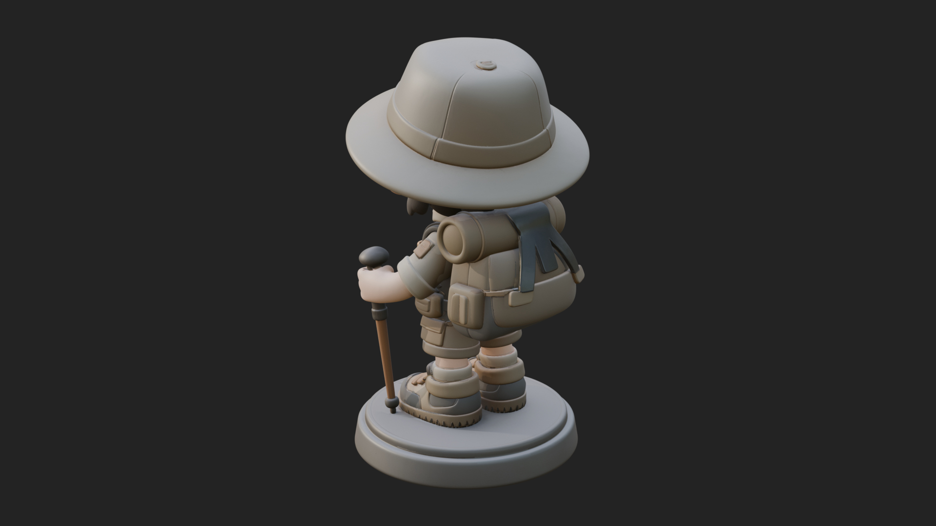 Chibi Safari Explorer Statue Design 5 3D Print Model 3D Model