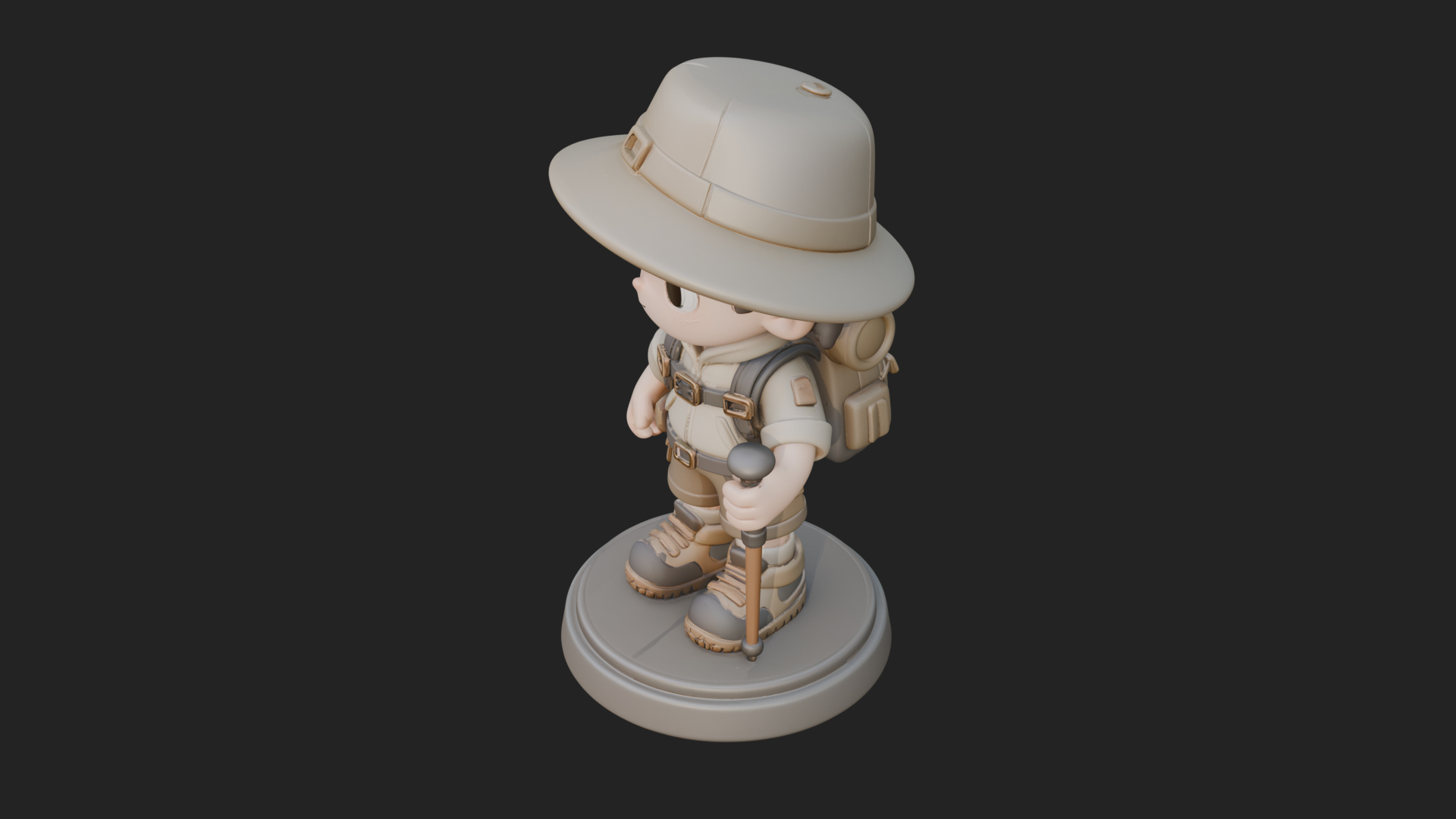 Chibi Safari Explorer Statue Design 5 3D Print Model 3D Model