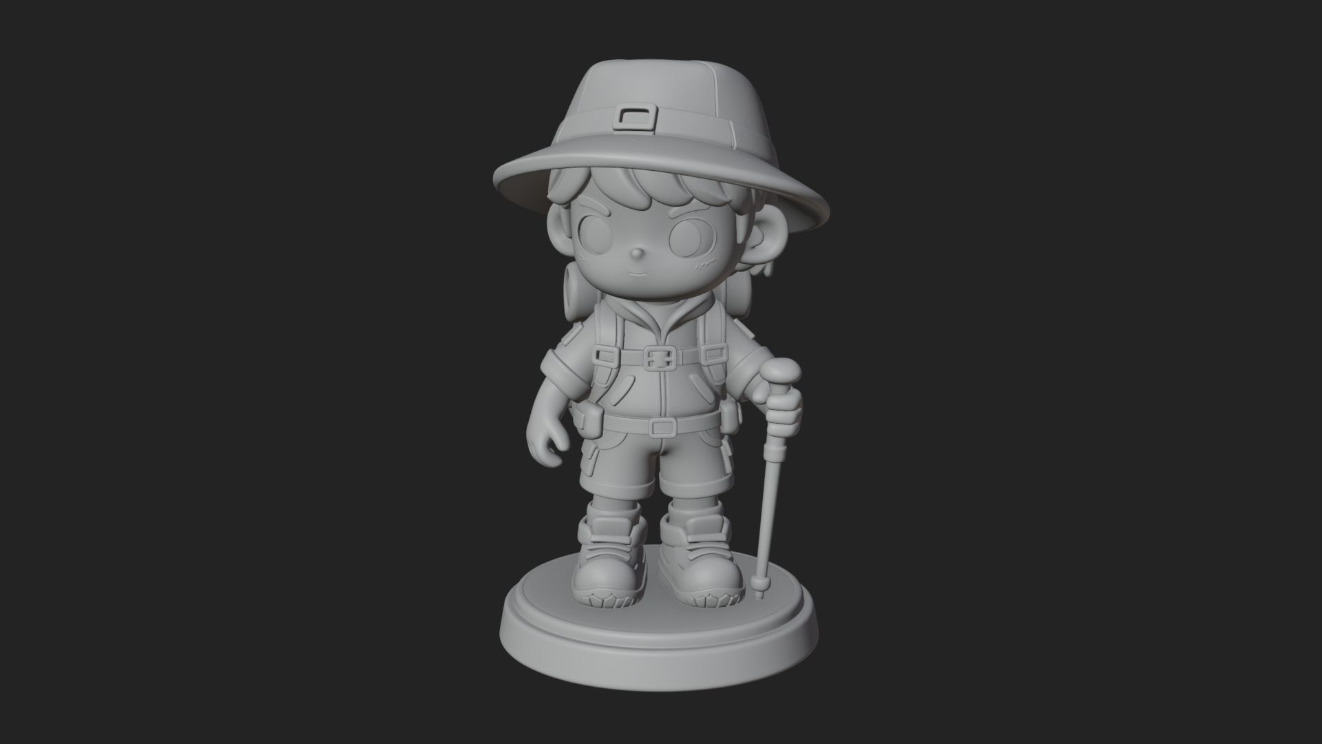 Chibi Safari Explorer Statue Design 5 3D Print Model 3D Model