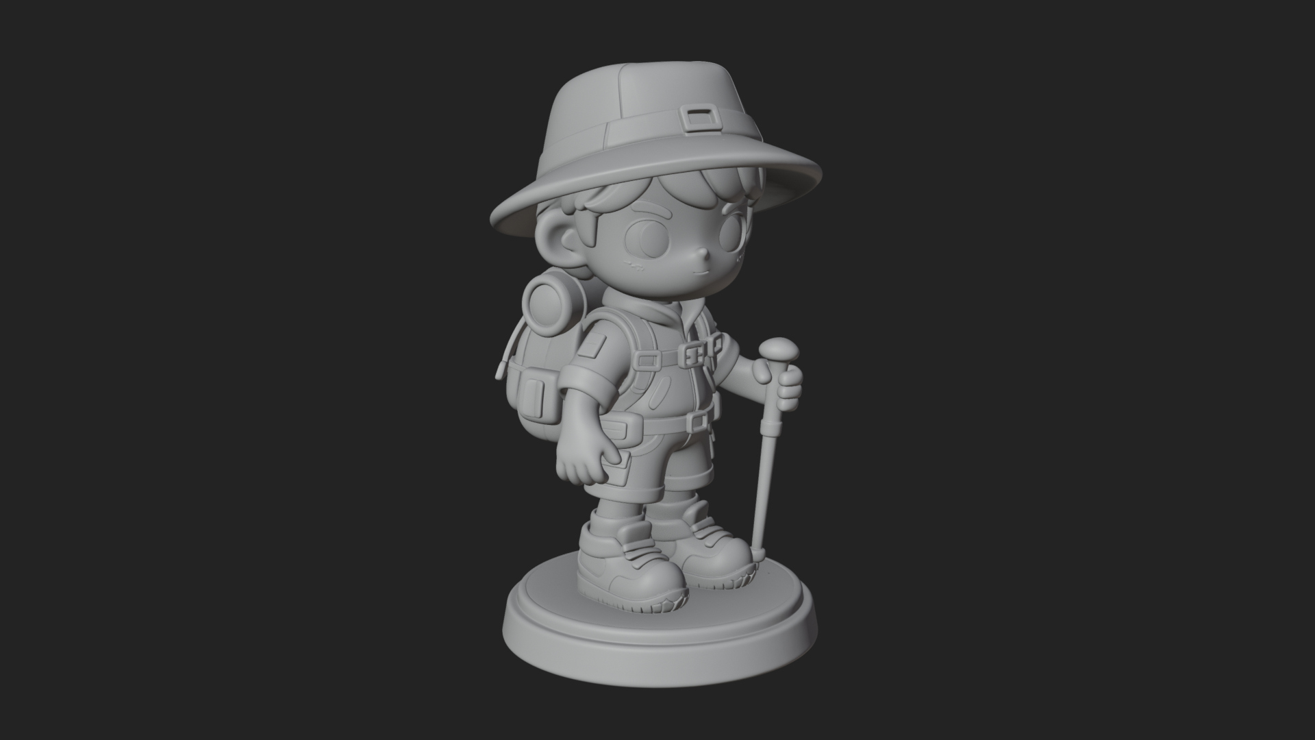 Chibi Safari Explorer Statue Design 5 3D Print Model 3D Model