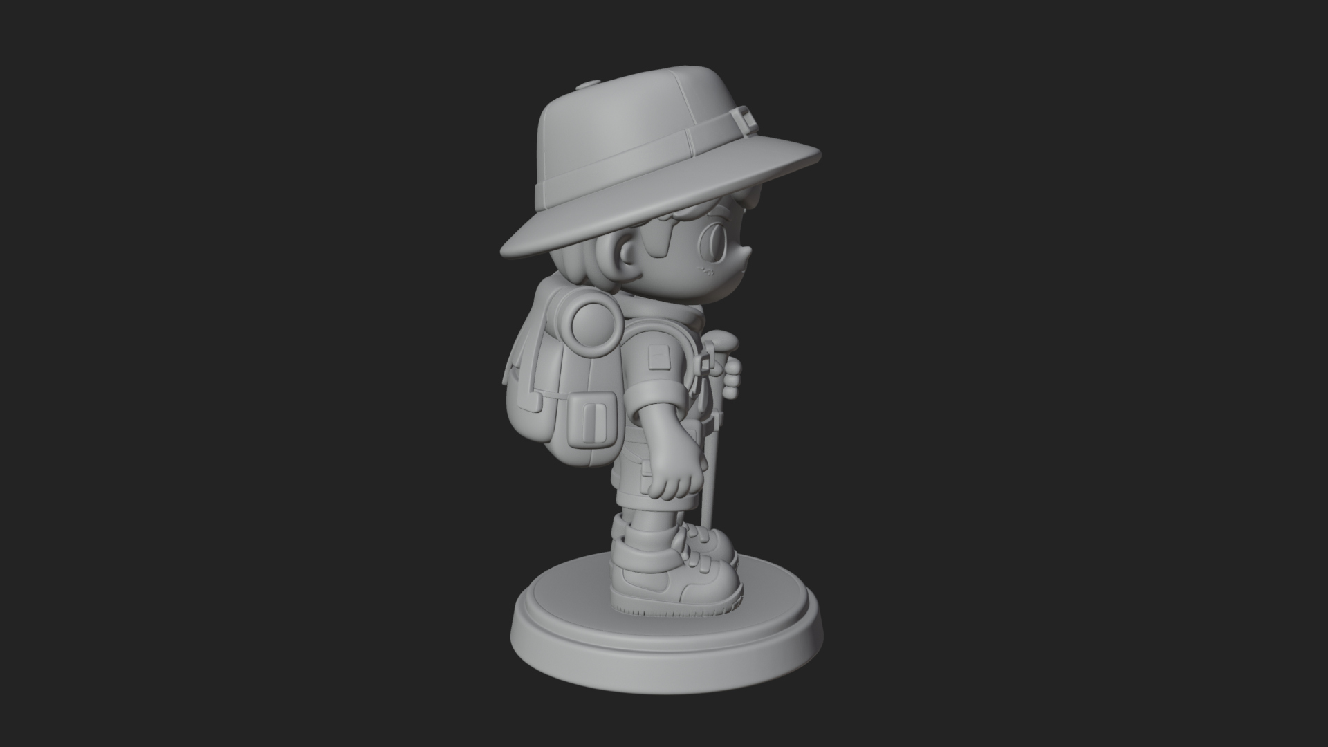 Chibi Safari Explorer Statue Design 5 3D Print Model 3D Model