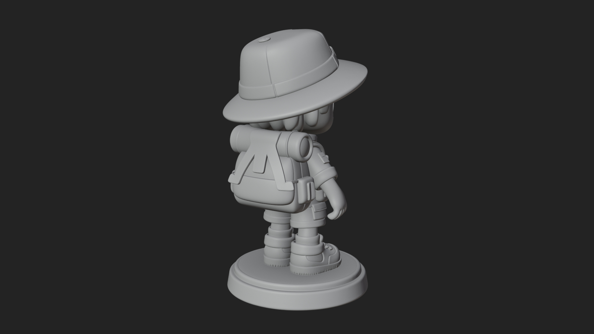 Chibi Safari Explorer Statue Design 5 3D Print Model 3D Model