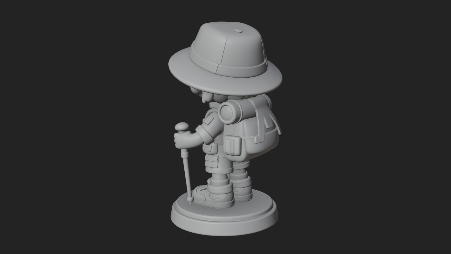 Chibi Safari Explorer Statue Design 5 3D Print Model 3D Model