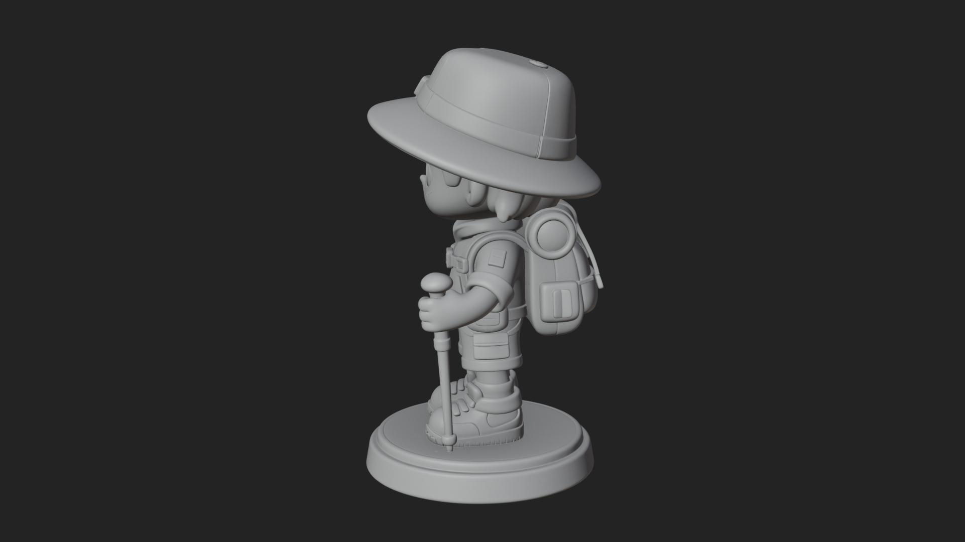 Chibi Safari Explorer Statue Design 5 3D Print Model 3D Model