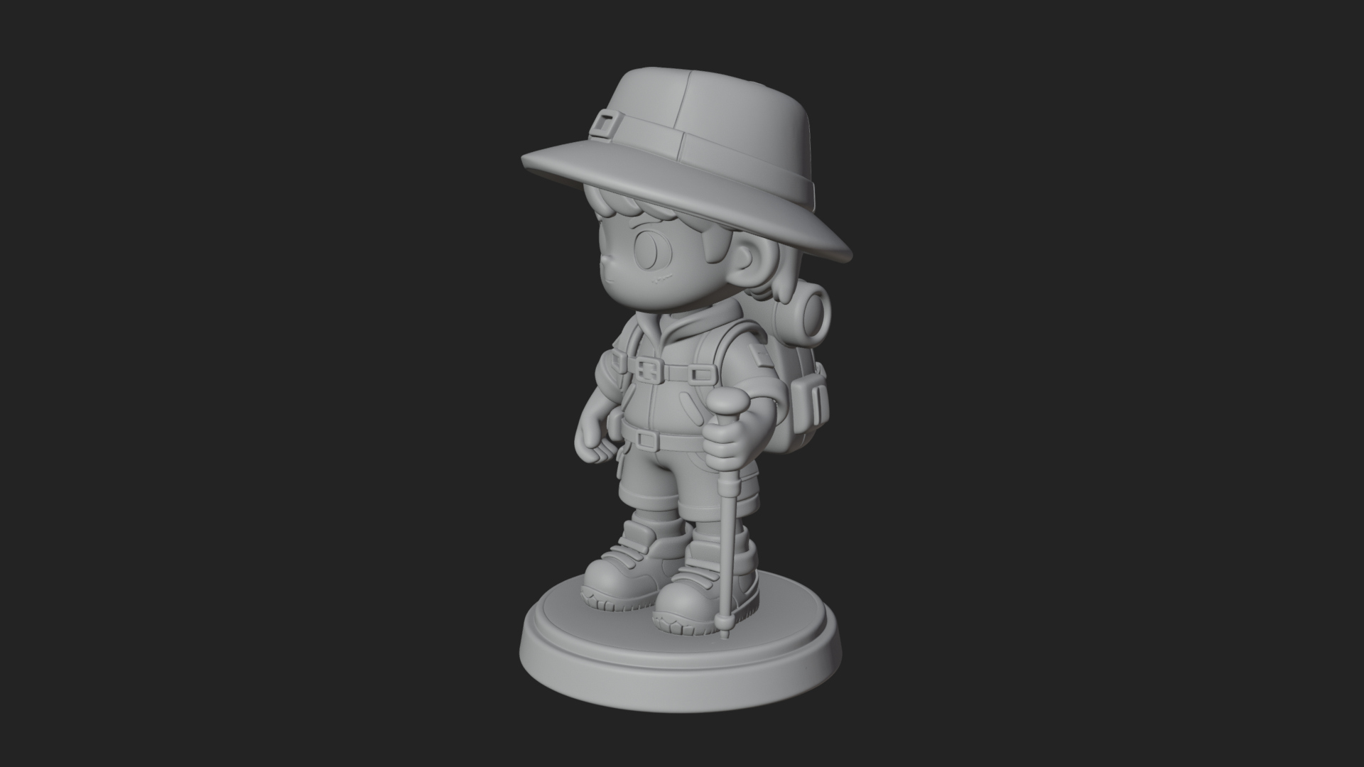Chibi Safari Explorer Statue Design 5 3D Print Model 3D Model