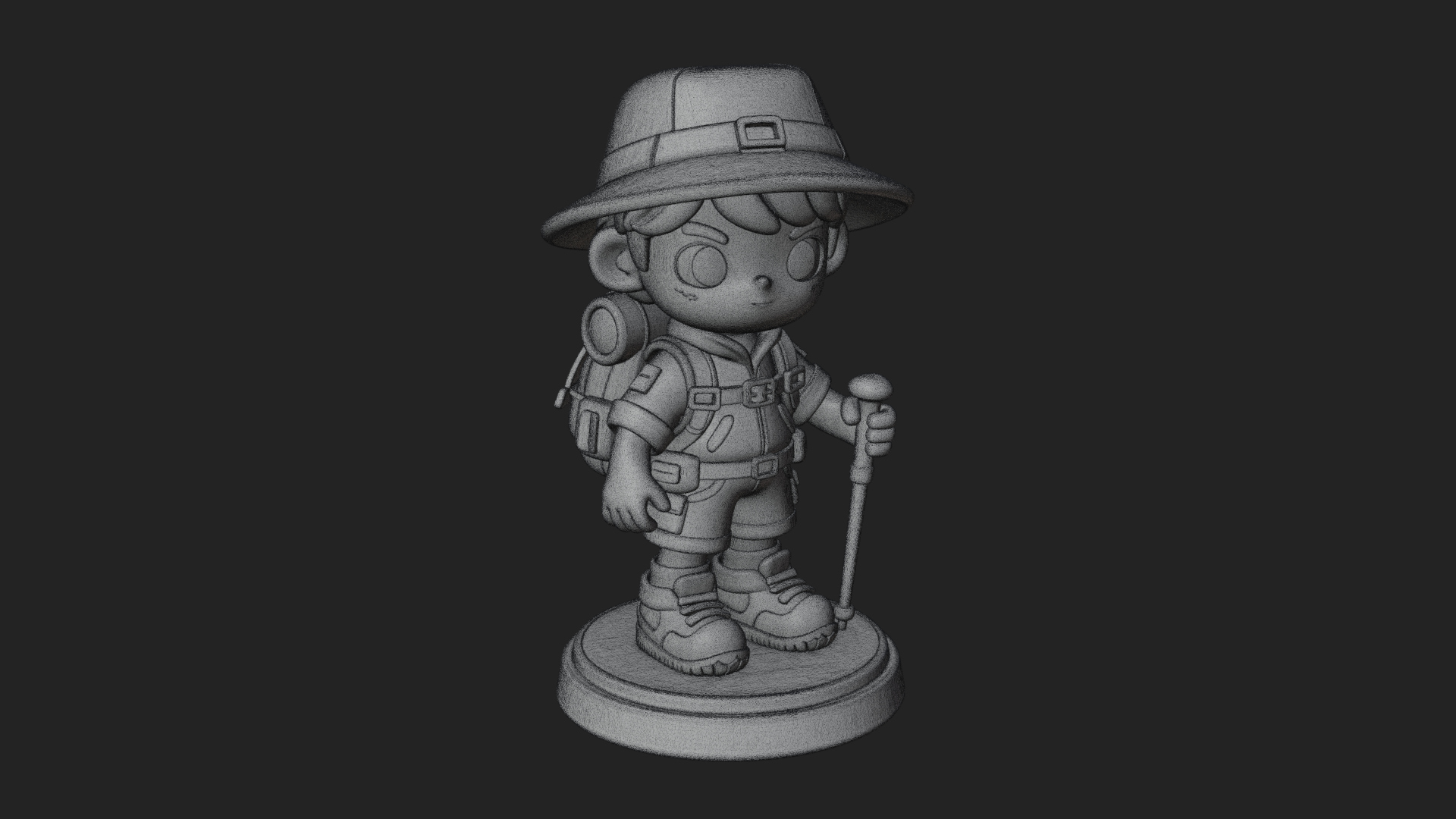 Chibi Safari Explorer Statue Design 5 3D Print Model 3D Model