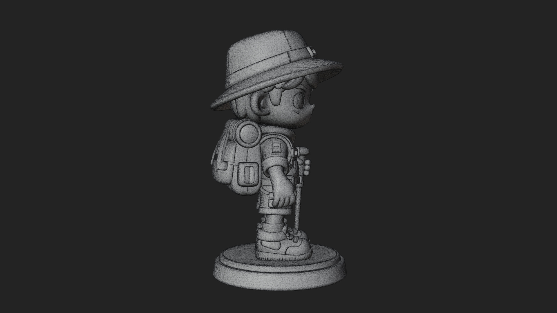 Chibi Safari Explorer Statue Design 5 3D Print Model 3D Model