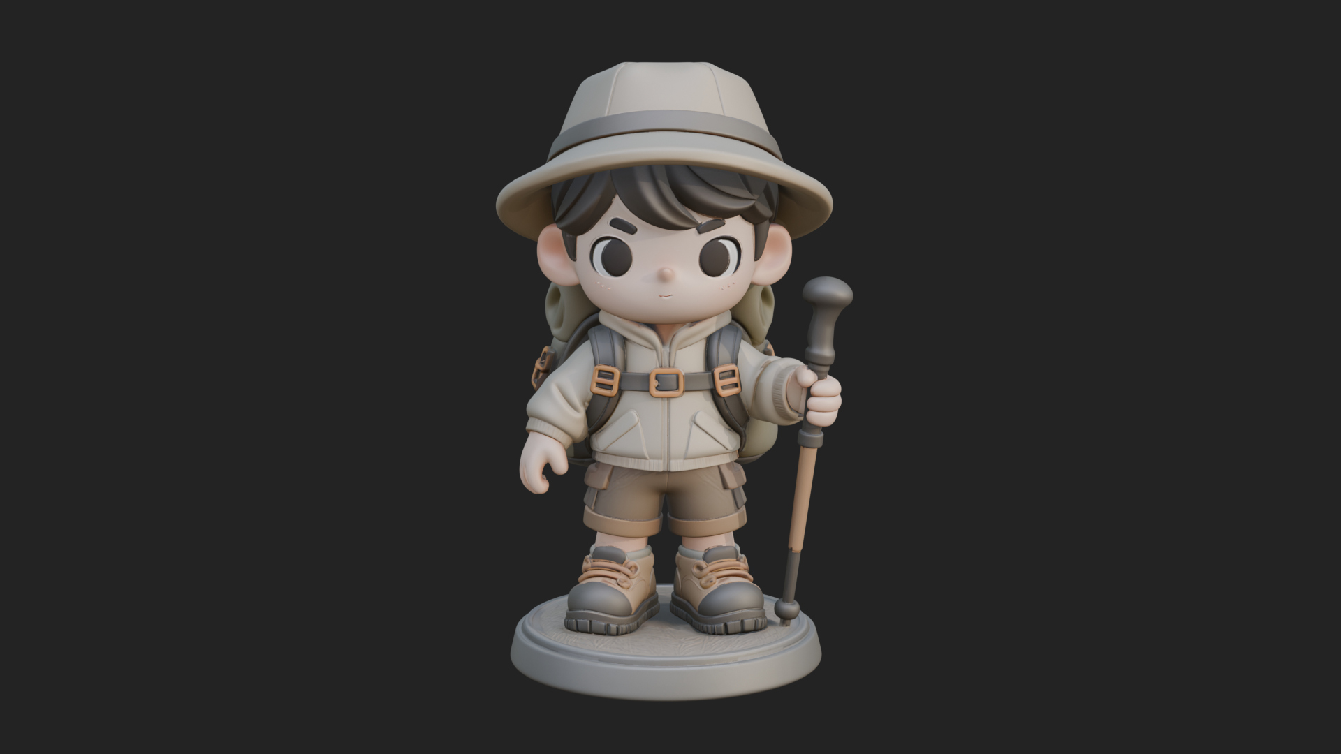 Chibi Safari Explorer Statue Design 6 3D Print Model 3D Model