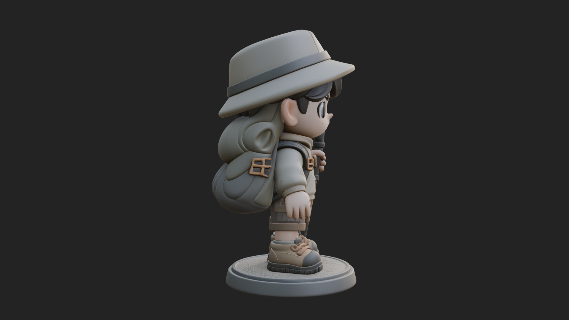 Chibi Safari Explorer Statue Design 6 3D Print Model 3D Model