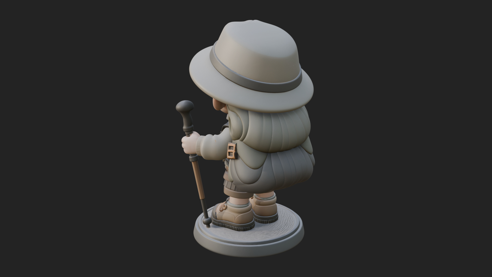 Chibi Safari Explorer Statue Design 6 3D Print Model 3D Model