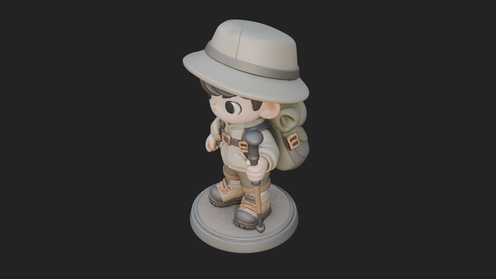 Chibi Safari Explorer Statue Design 6 3D Print Model 3D Model