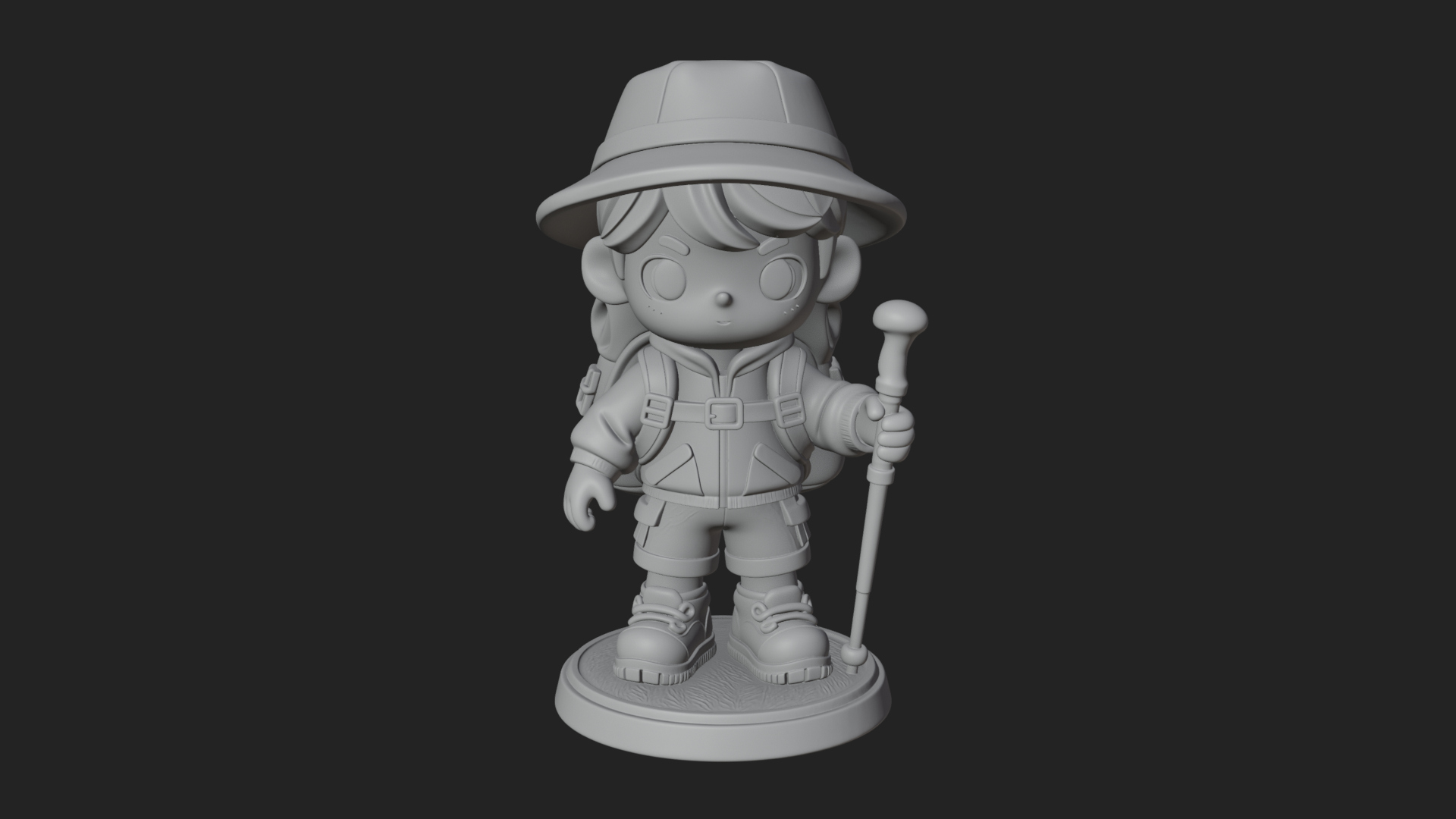 Chibi Safari Explorer Statue Design 6 3D Print Model 3D Model
