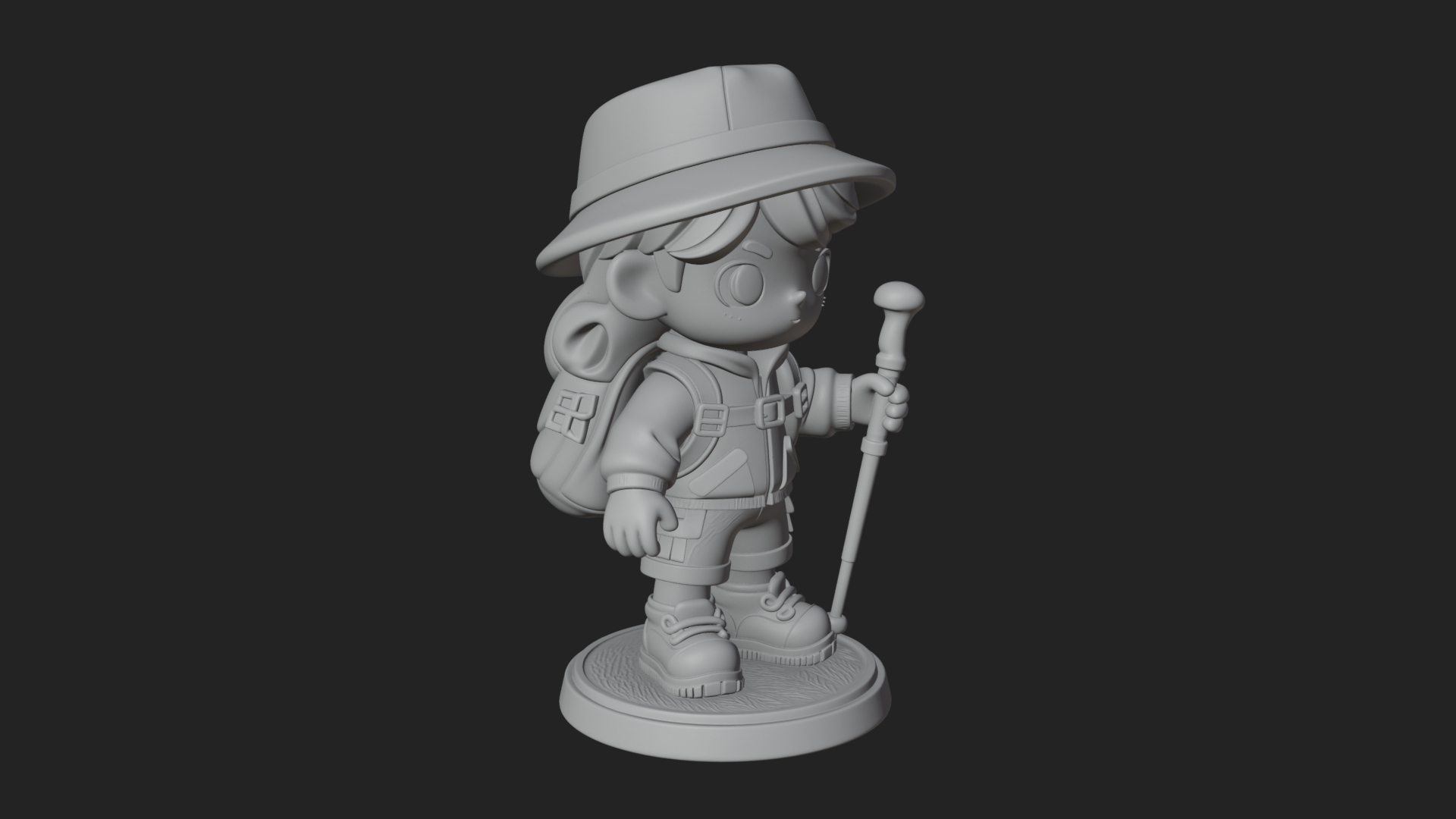 Chibi Safari Explorer Statue Design 6 3D Print Model 3D Model
