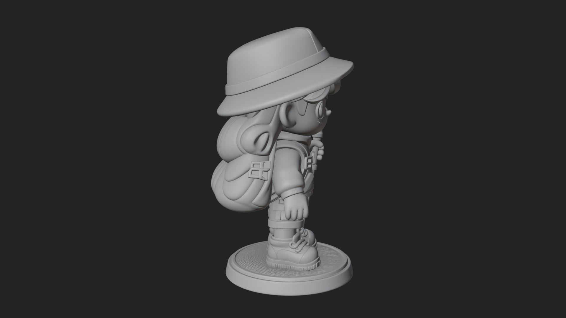 Chibi Safari Explorer Statue Design 6 3D Print Model 3D Model