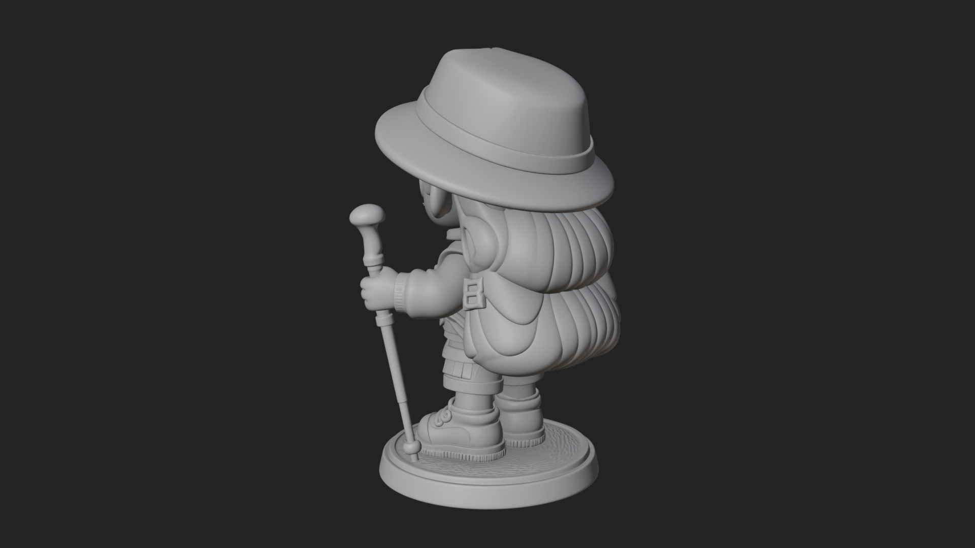 Chibi Safari Explorer Statue Design 6 3D Print Model 3D Model