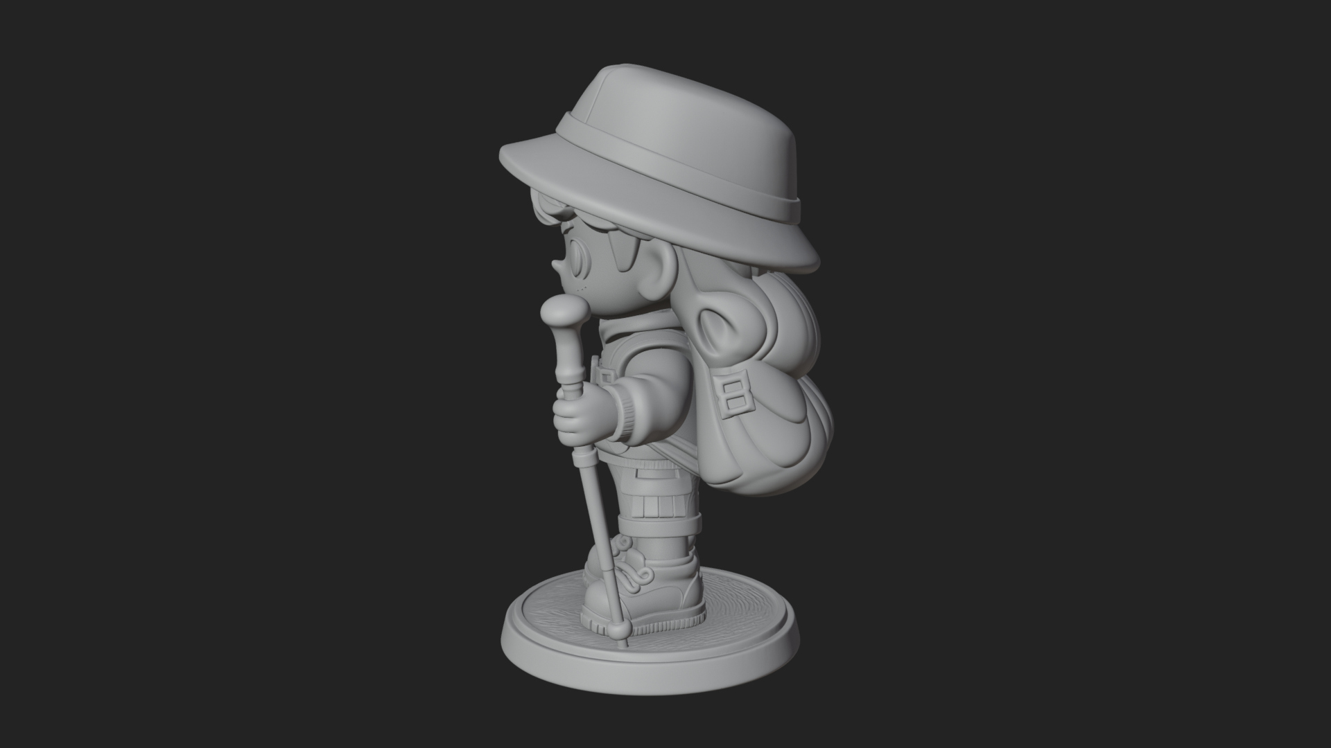 Chibi Safari Explorer Statue Design 6 3D Print Model 3D Model