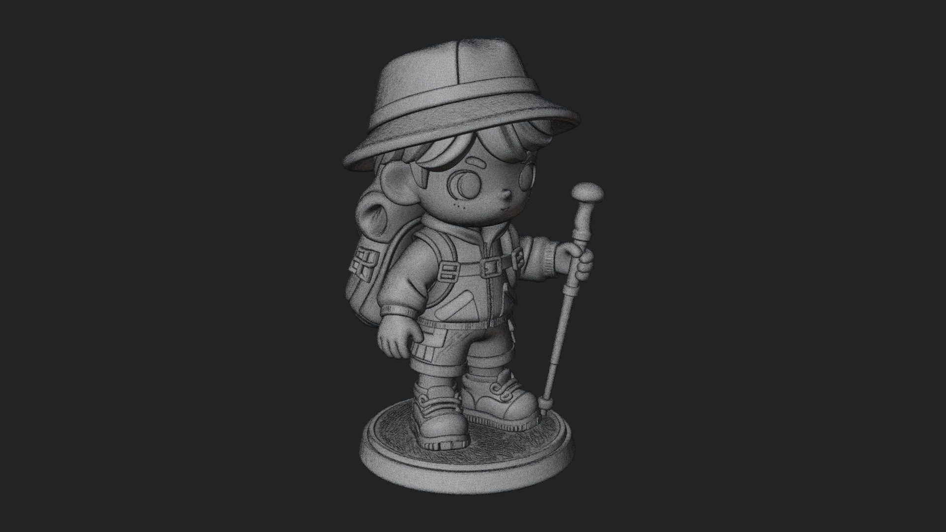 Chibi Safari Explorer Statue Design 6 3D Print Model 3D Model