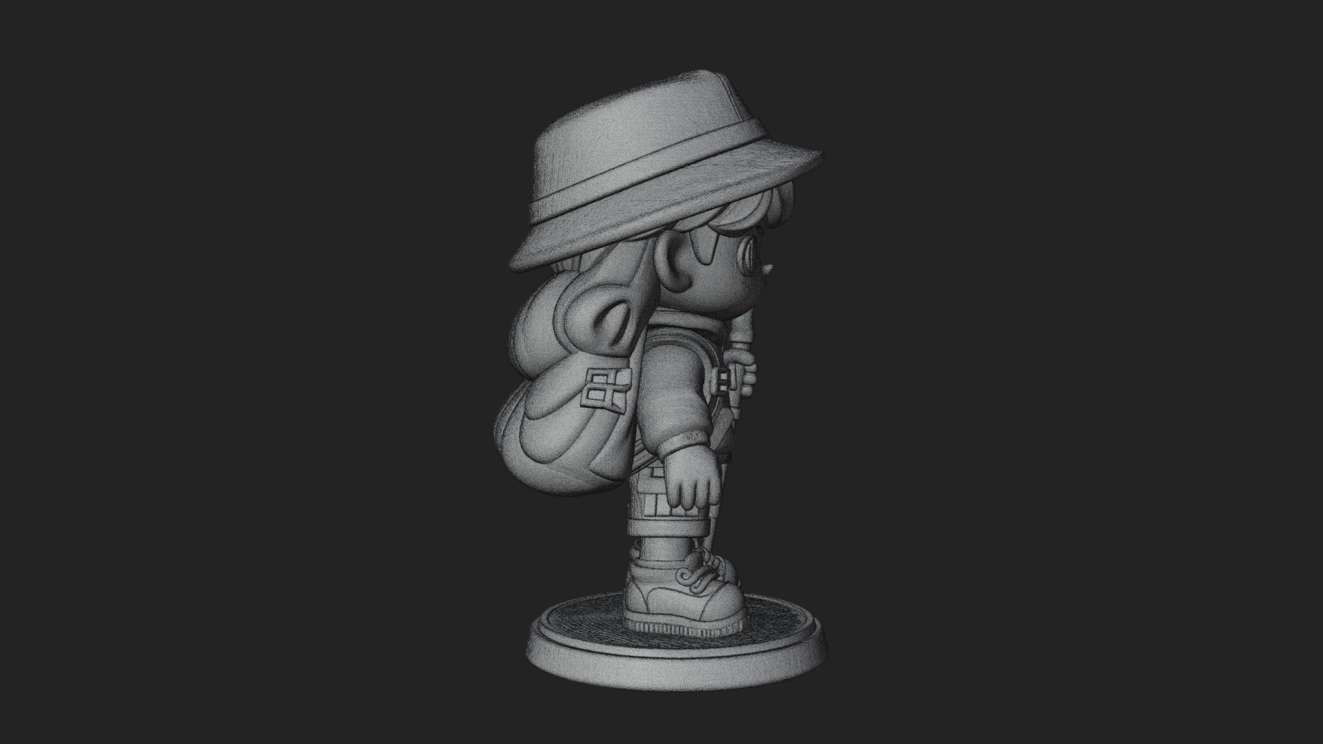 Chibi Safari Explorer Statue Design 6 3D Print Model 3D Model