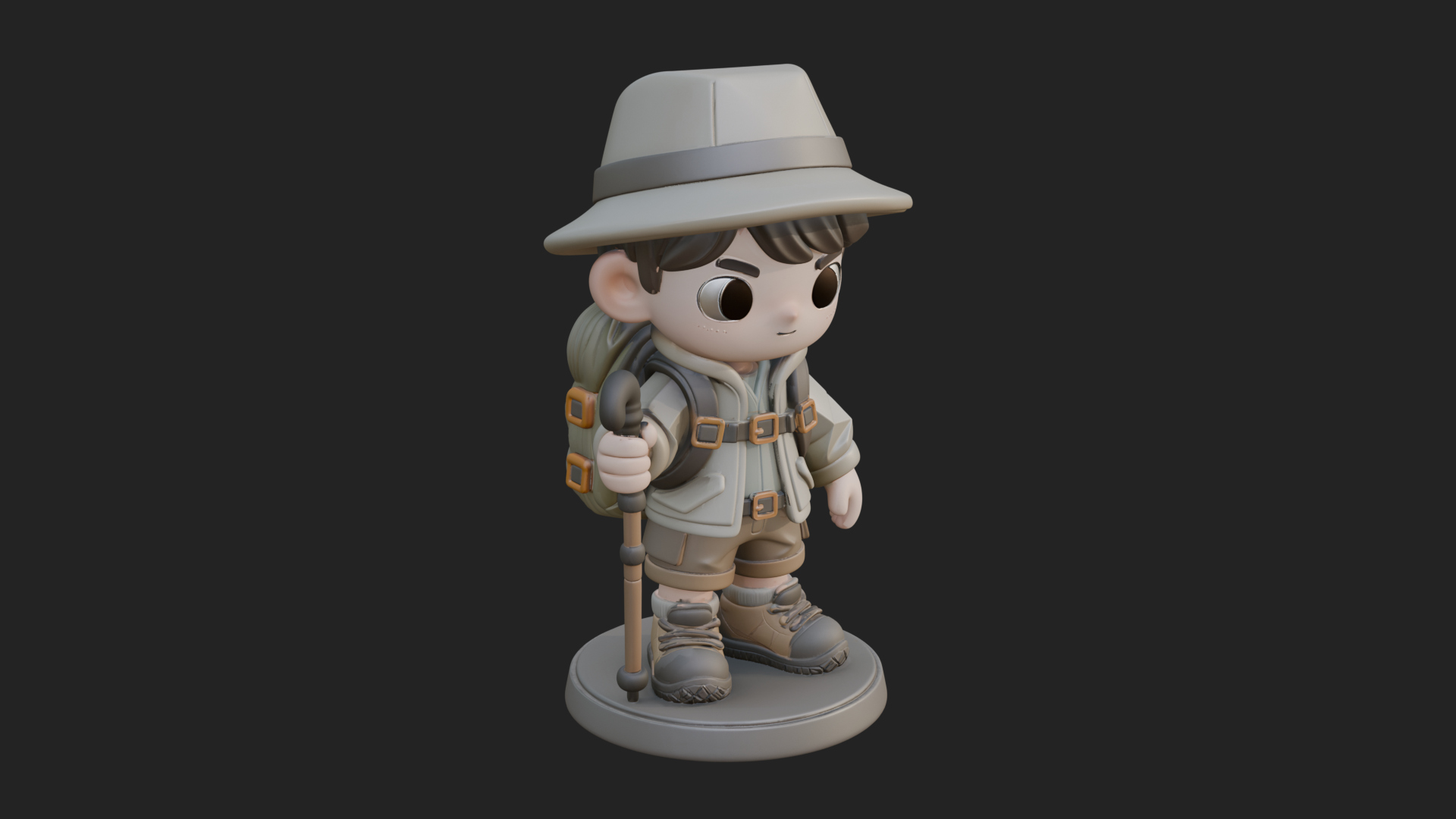 Chibi Safari Explorer Statue Design 7 3D Print Model 3D Model