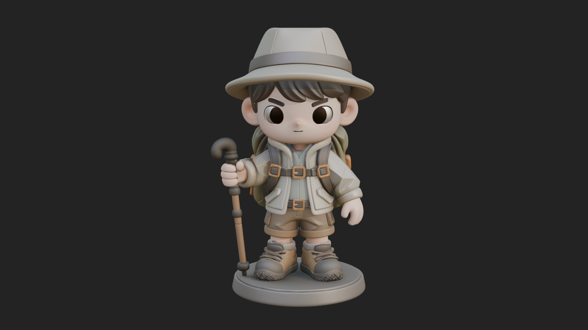 Chibi Safari Explorer Statue Design 7 3D Print Model 3D Model