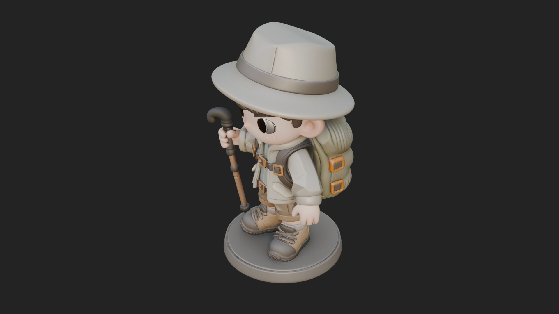Chibi Safari Explorer Statue Design 7 3D Print Model 3D Model