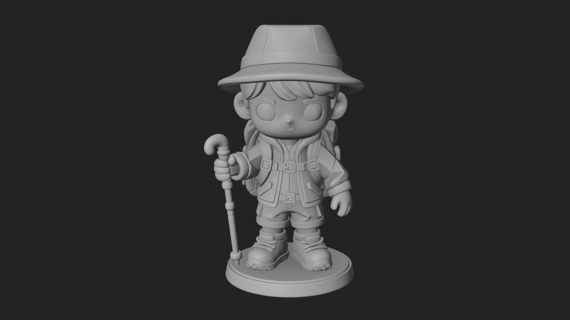 Chibi Safari Explorer Statue Design 7 3D Print Model 3D Model
