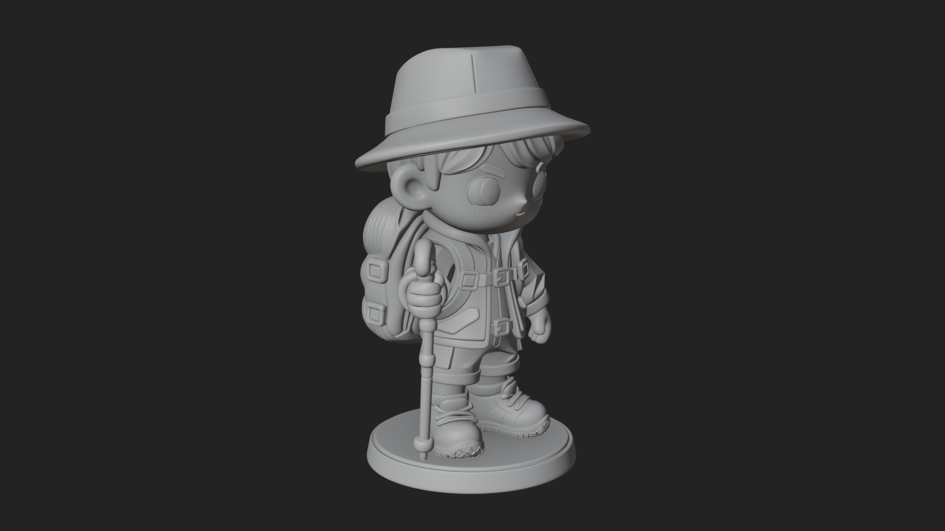 Chibi Safari Explorer Statue Design 7 3D Print Model 3D Model