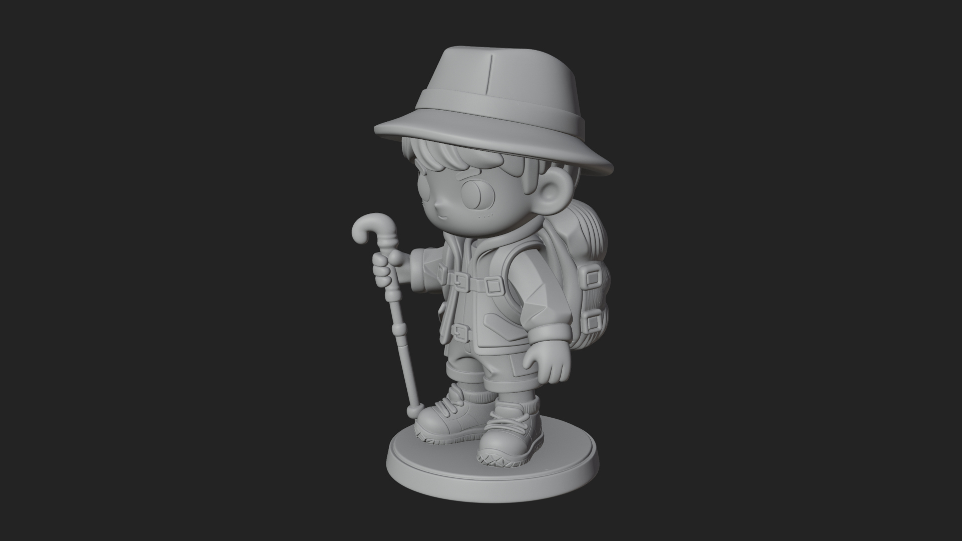 Chibi Safari Explorer Statue Design 7 3D Print Model 3D Model
