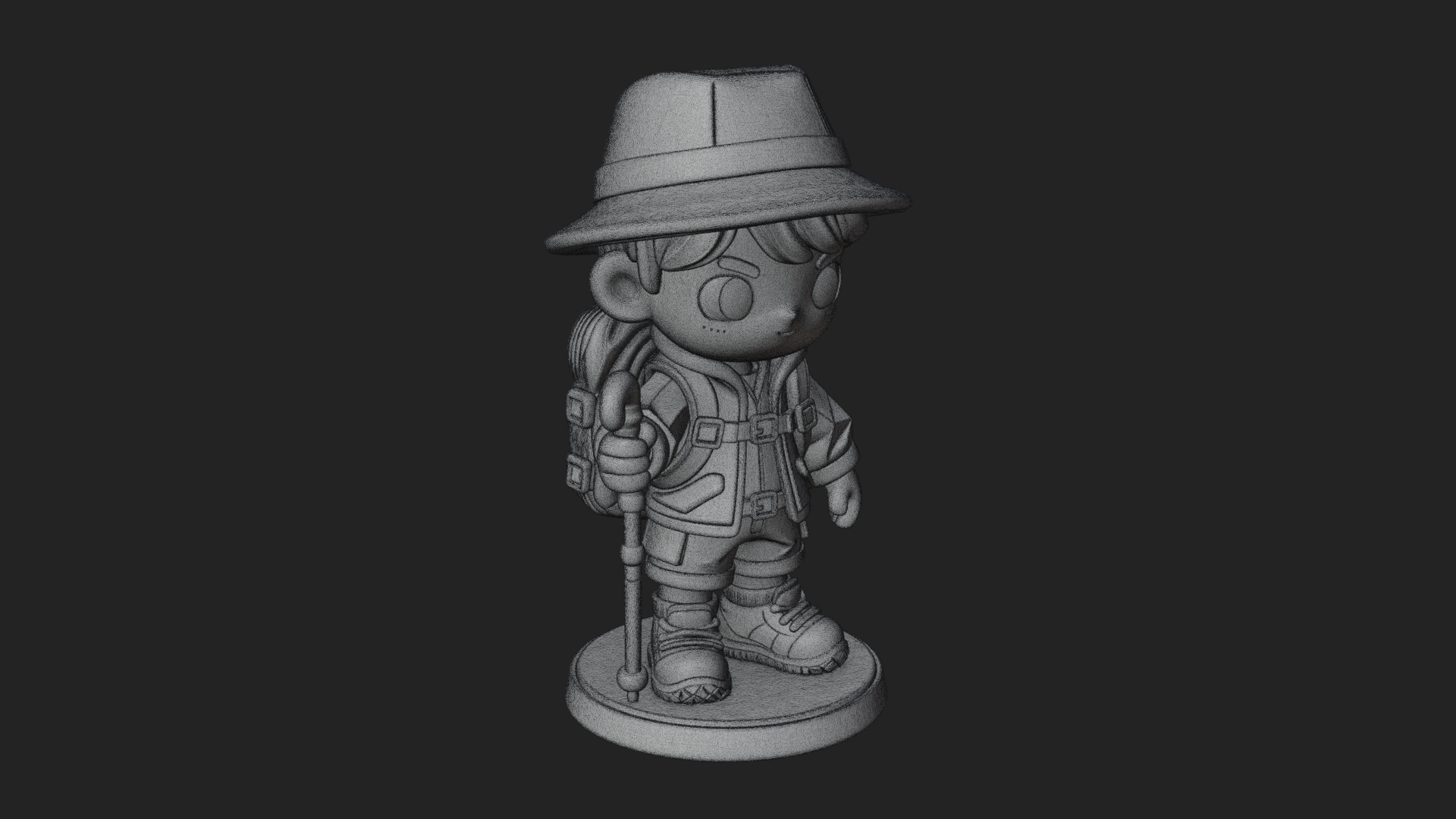 Chibi Safari Explorer Statue Design 7 3D Print Model 3D Model