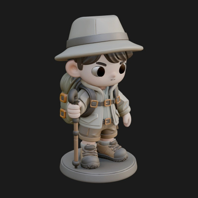 Chibi Safari Explorer Statue Design 7 3D Print Model