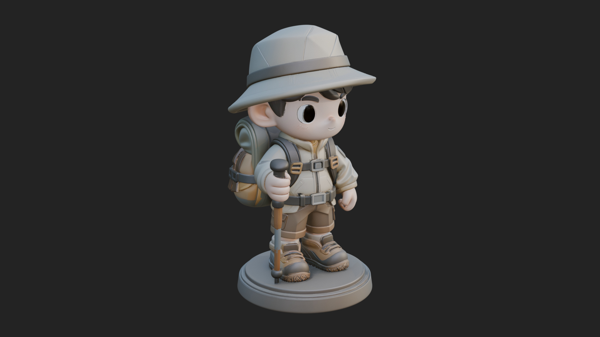 Chibi Safari Explorer Statue Design 8 3D Print Model 3D Model