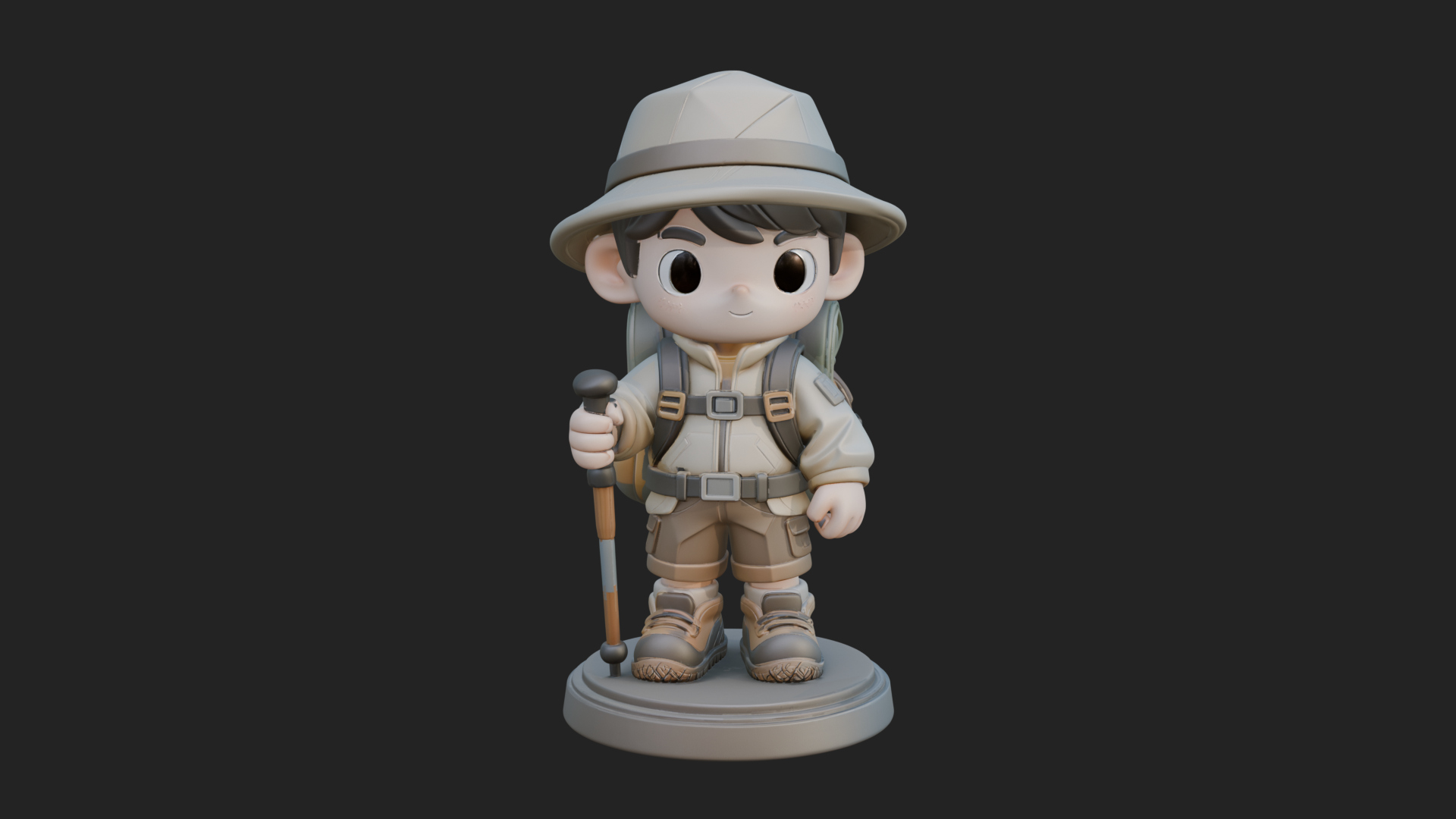 Chibi Safari Explorer Statue Design 8 3D Print Model 3D Model