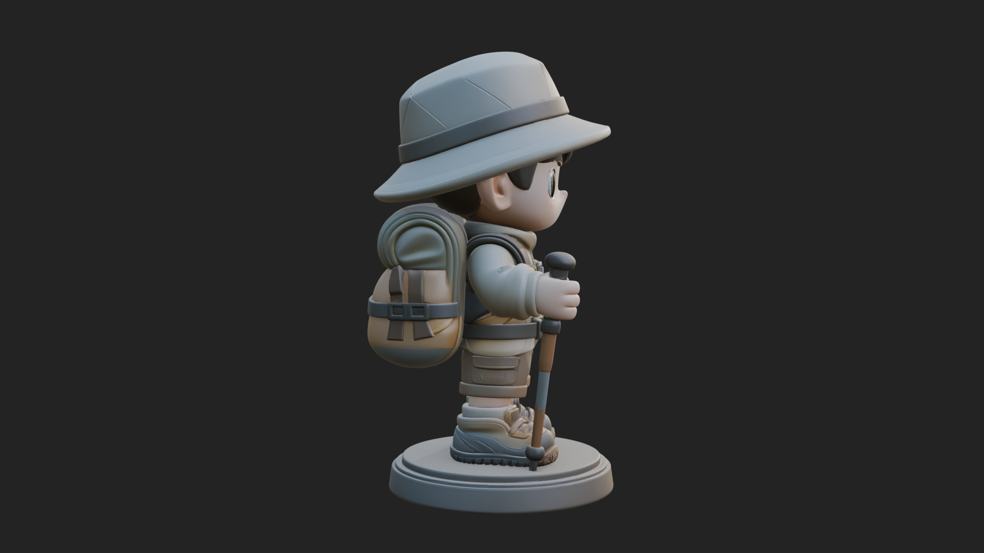 Chibi Safari Explorer Statue Design 8 3D Print Model 3D Model