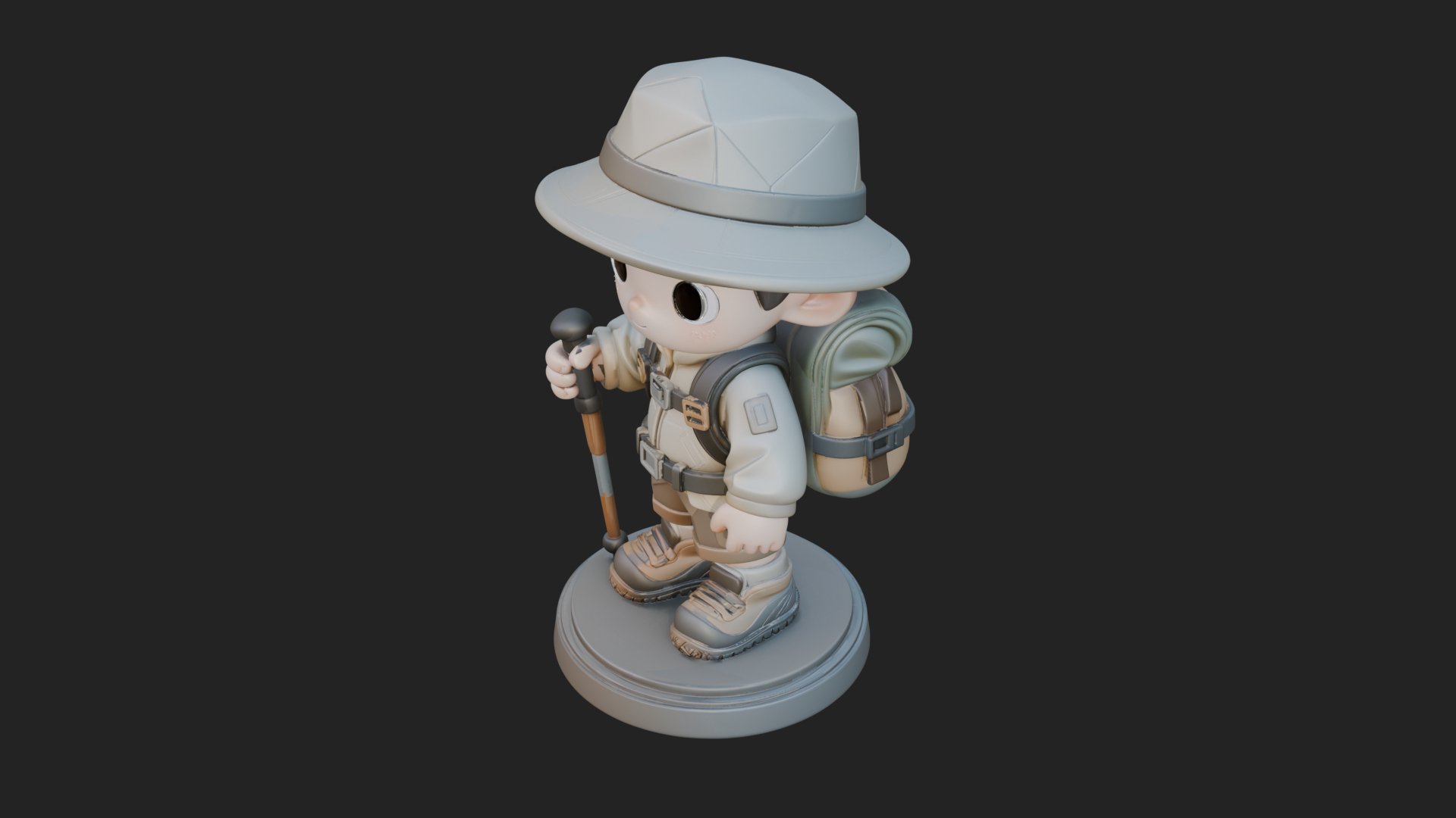 Chibi Safari Explorer Statue Design 8 3D Print Model 3D Model
