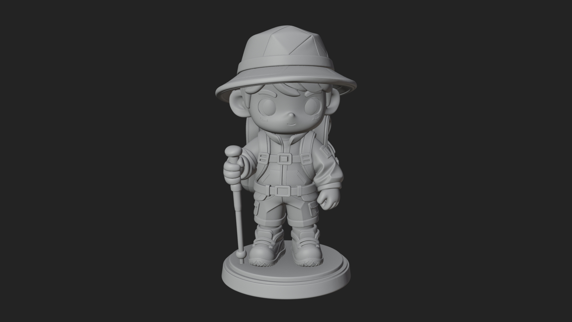 Chibi Safari Explorer Statue Design 8 3D Print Model 3D Model