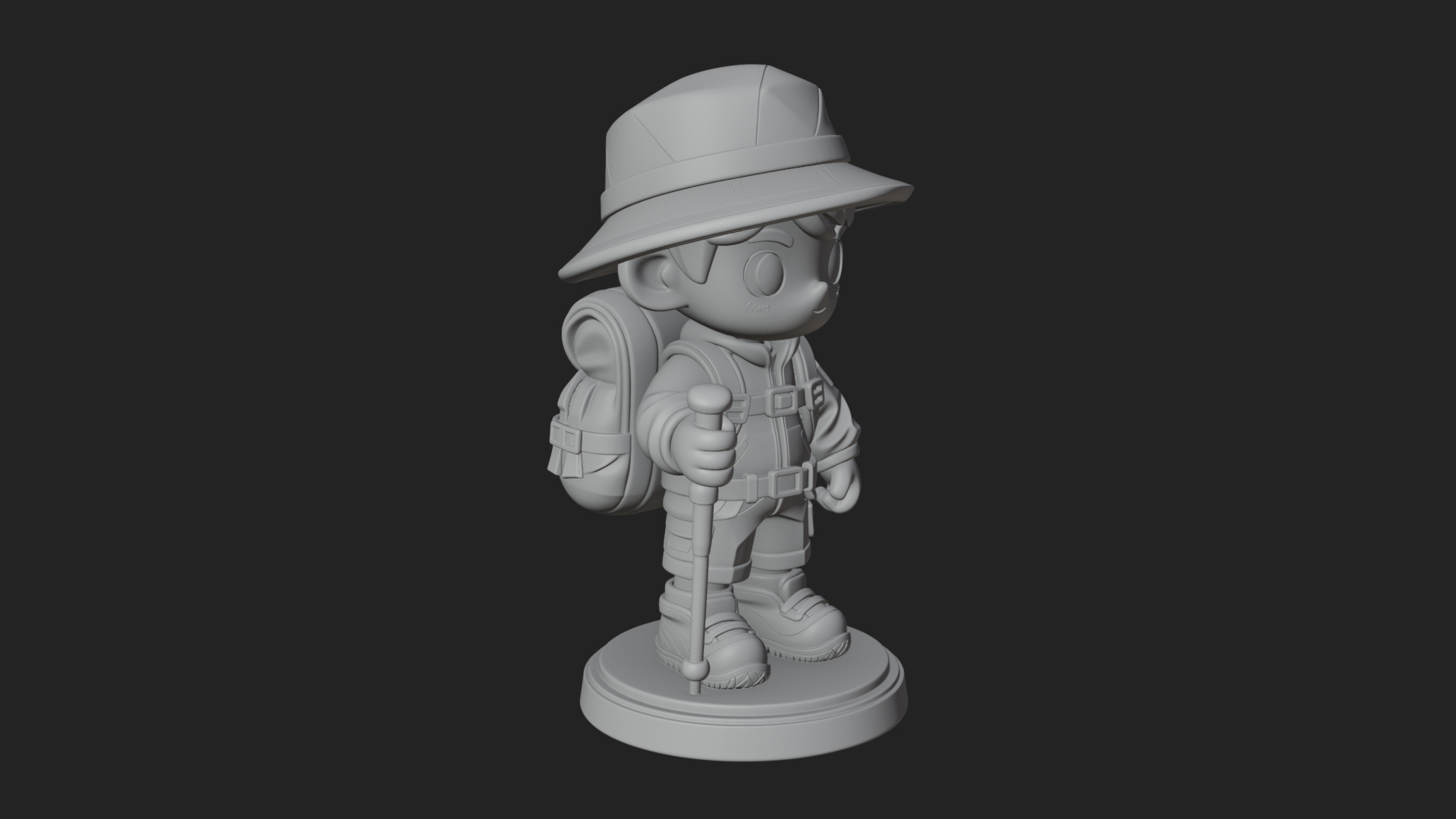 Chibi Safari Explorer Statue Design 8 3D Print Model 3D Model