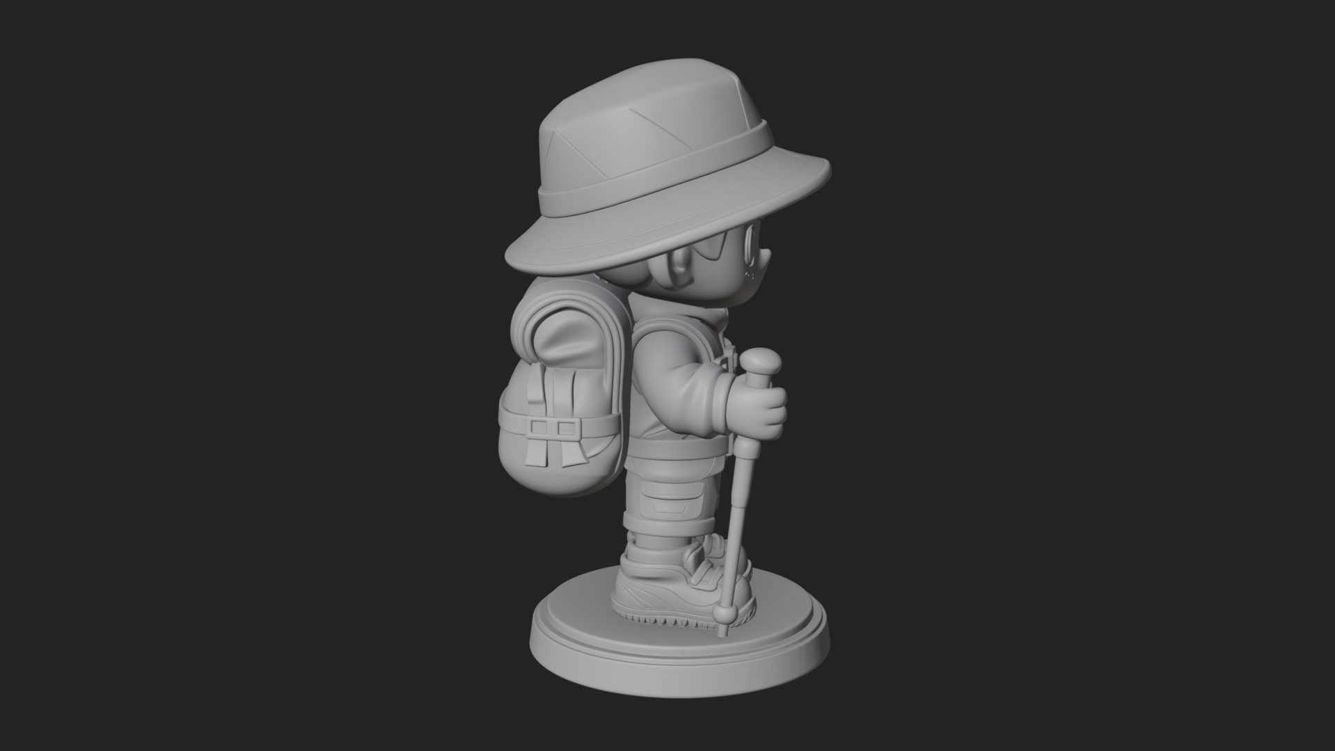 Chibi Safari Explorer Statue Design 8 3D Print Model 3D Model