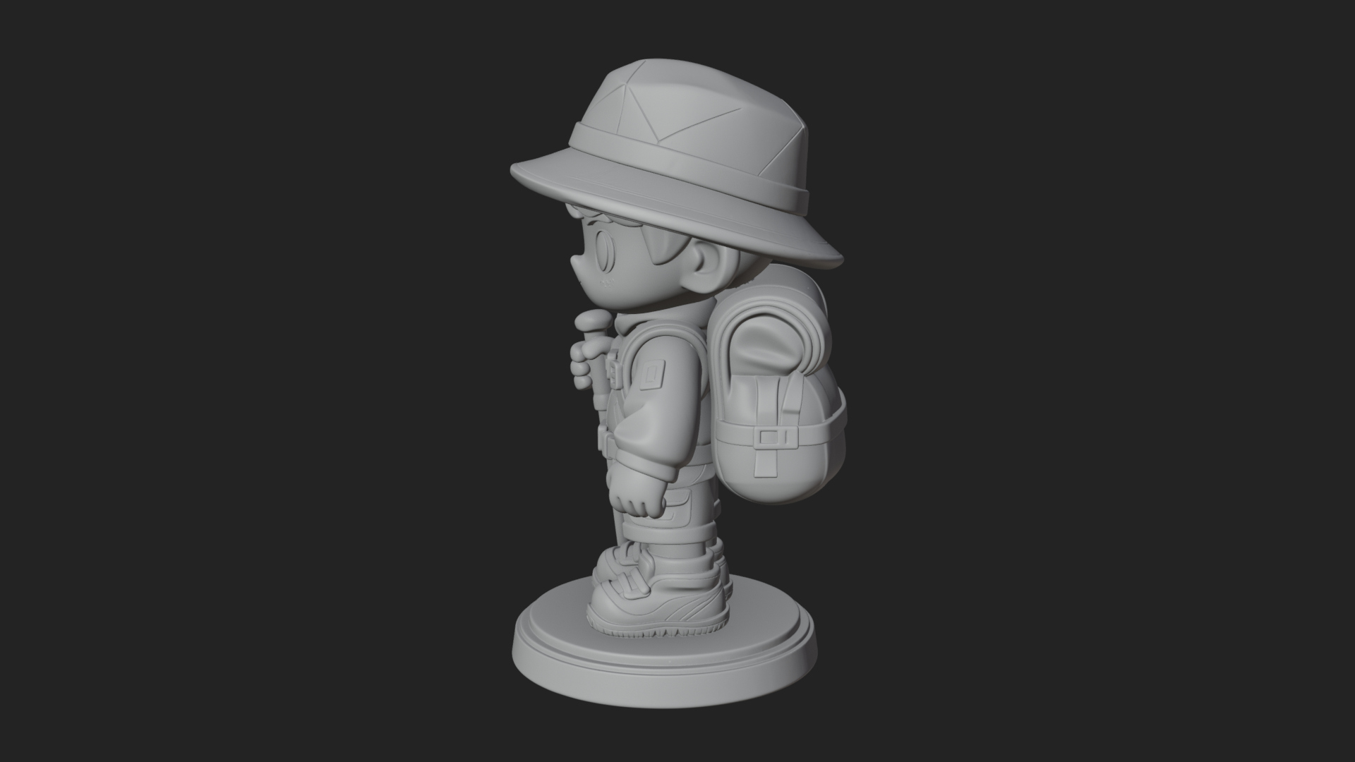 Chibi Safari Explorer Statue Design 8 3D Print Model 3D Model