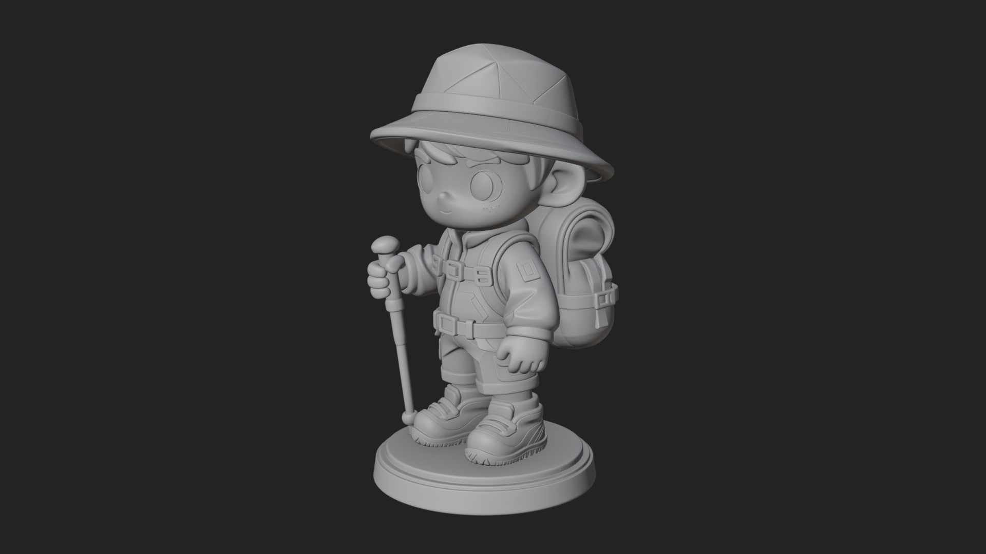 Chibi Safari Explorer Statue Design 8 3D Print Model 3D Model