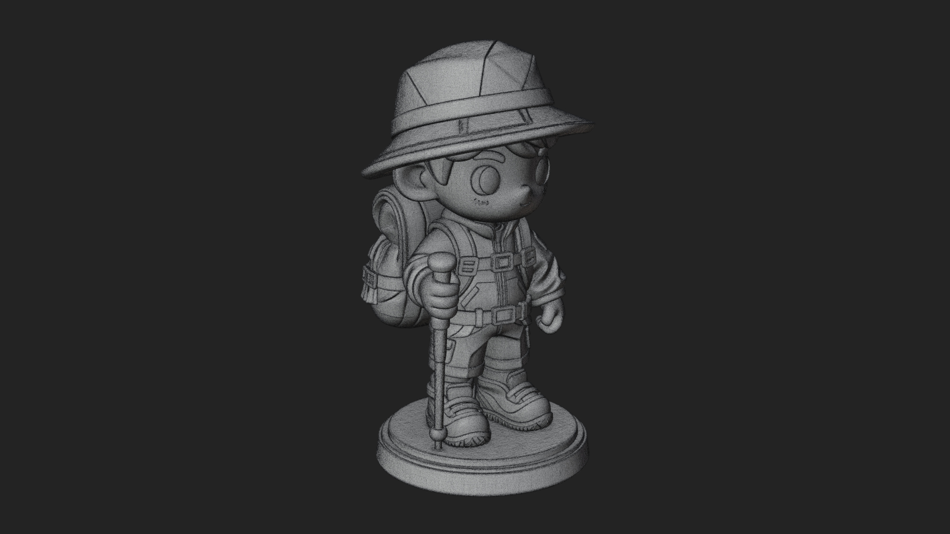 Chibi Safari Explorer Statue Design 8 3D Print Model 3D Model