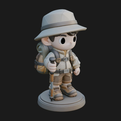 Chibi Safari Explorer Statue Design 8 3D Print Model