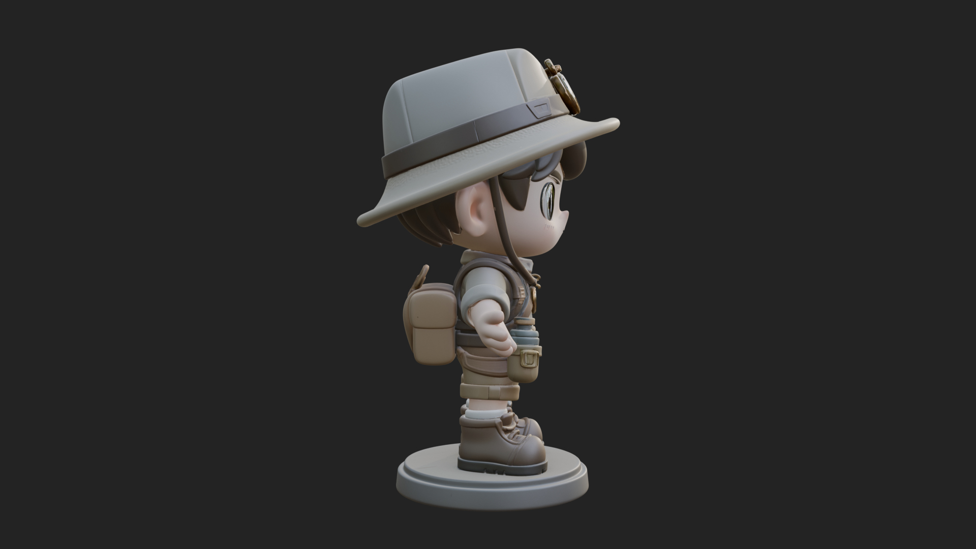 Chibi Safari Explorer Statue Design 9 3D Print Model 3D Model