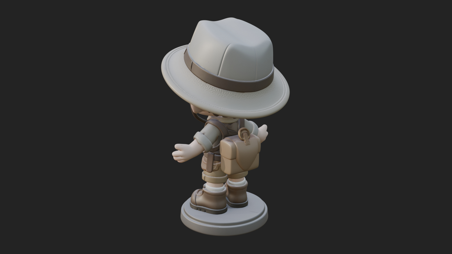 Chibi Safari Explorer Statue Design 9 3D Print Model 3D Model