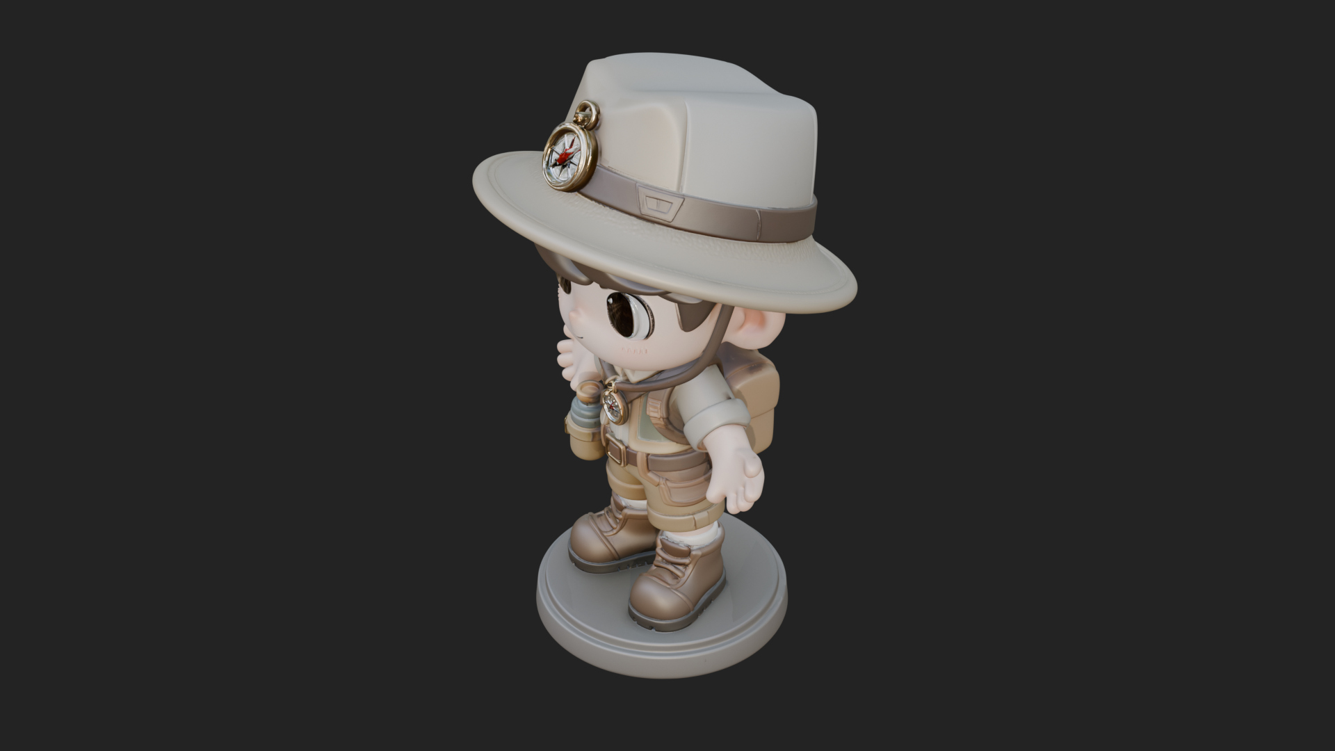 Chibi Safari Explorer Statue Design 9 3D Print Model 3D Model
