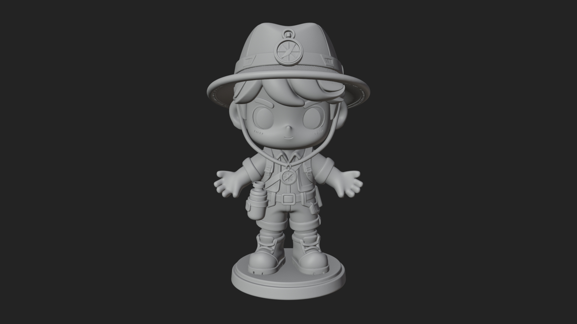 Chibi Safari Explorer Statue Design 9 3D Print Model 3D Model