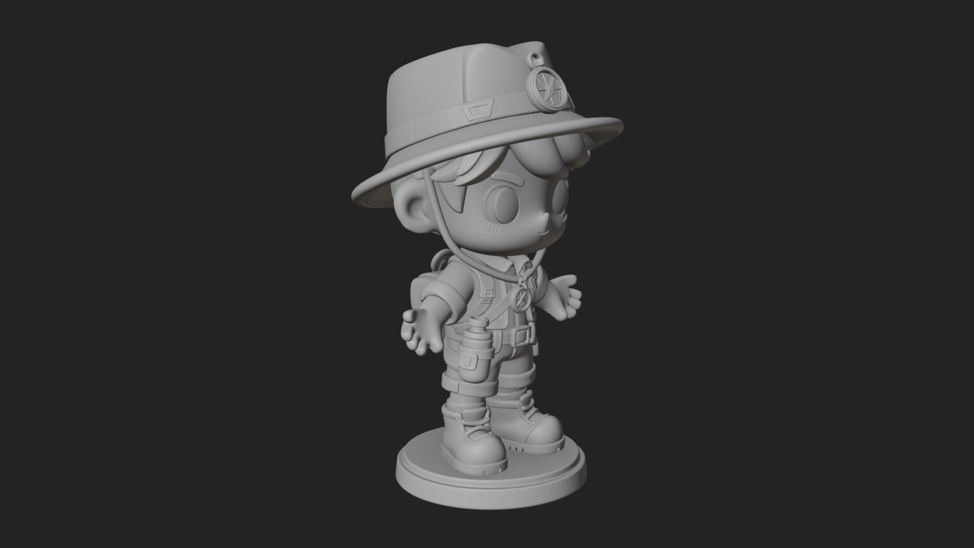 Chibi Safari Explorer Statue Design 9 3D Print Model 3D Model