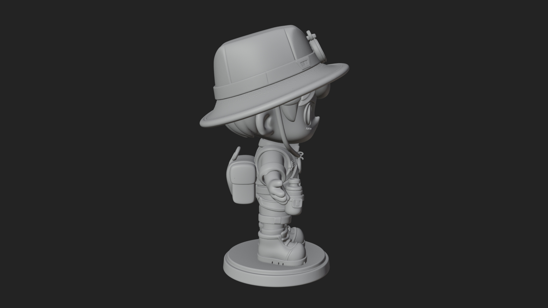 Chibi Safari Explorer Statue Design 9 3D Print Model 3D Model