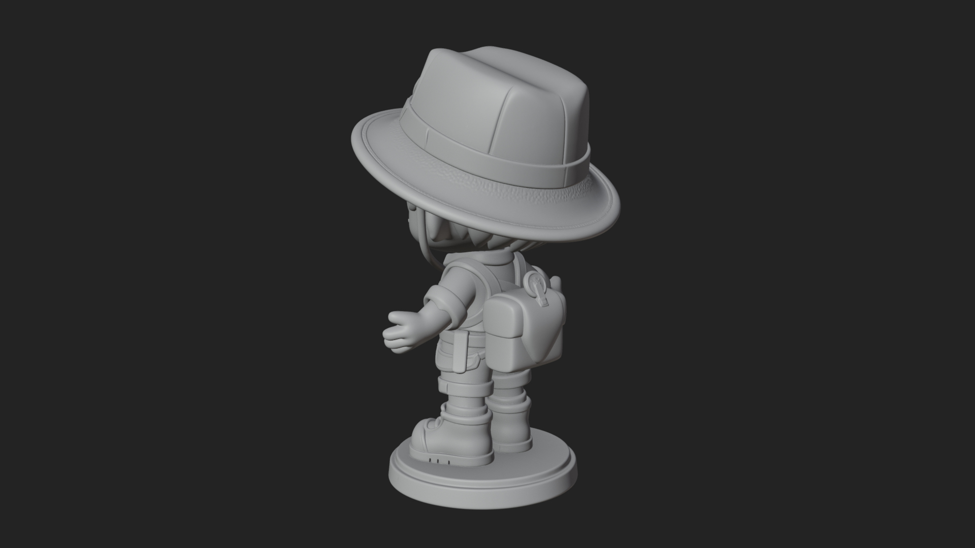 Chibi Safari Explorer Statue Design 9 3D Print Model 3D Model