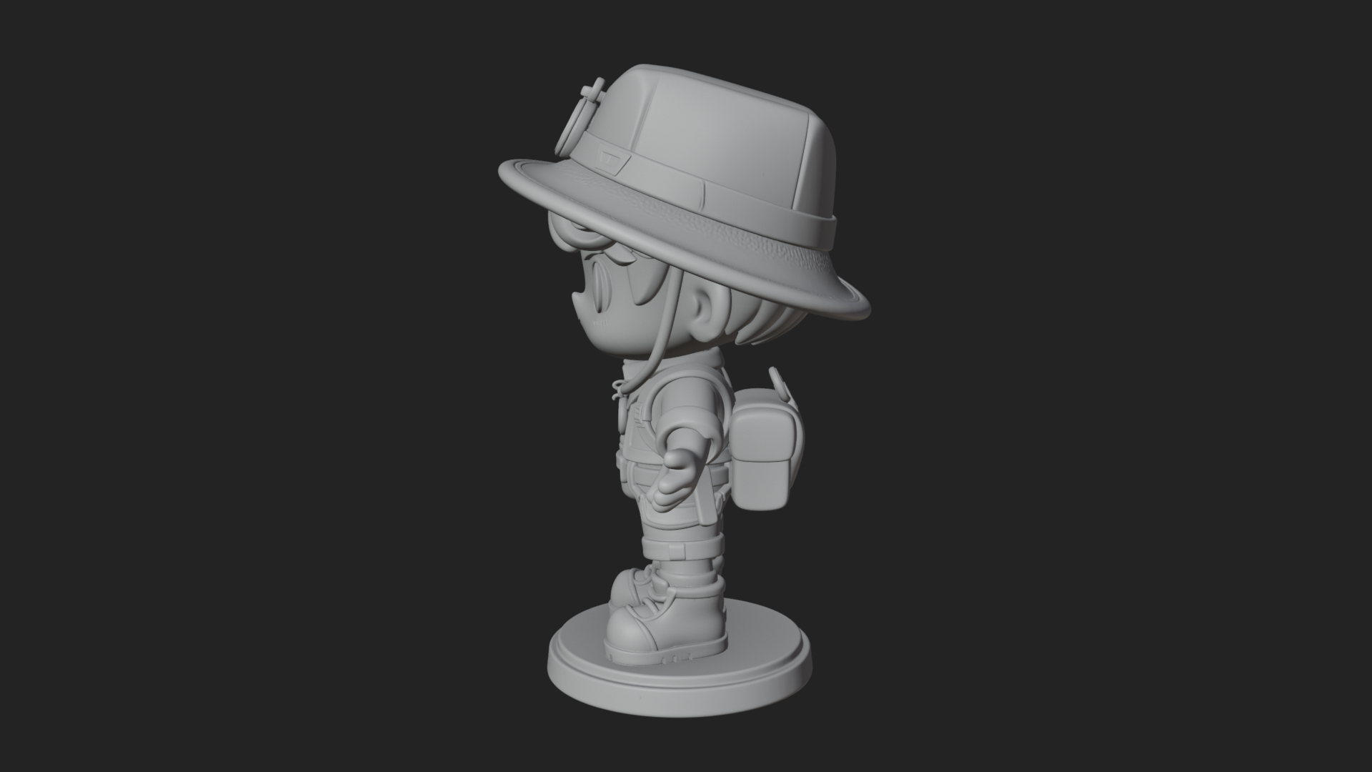 Chibi Safari Explorer Statue Design 9 3D Print Model 3D Model